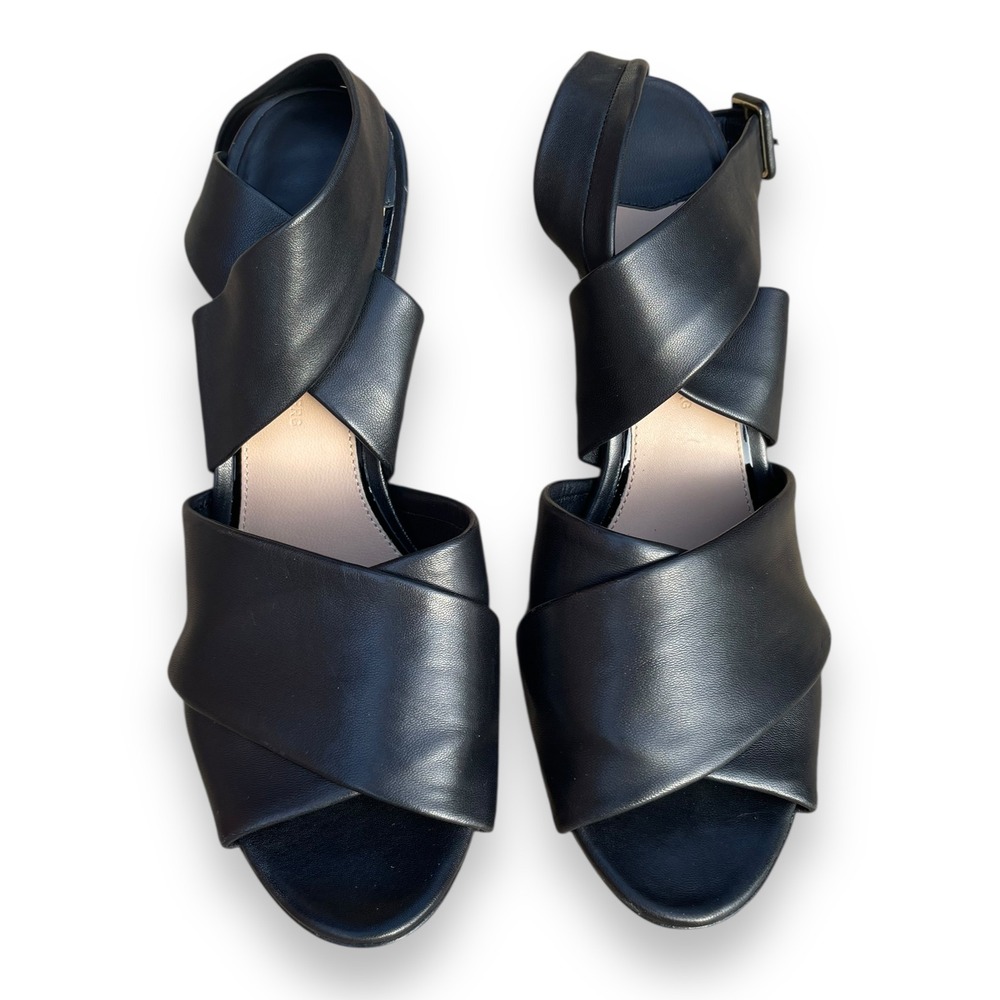 Diane von Furstenberg DVF‎ Black Leather Crisscross Stiletto Sandals Size 9M 39